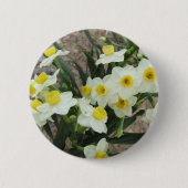 Weißer Narzissen-Blumen-Knopf Button (Vorderseite)