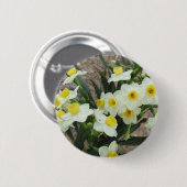 Weißer Narzissen-Blumen-Knopf Button (Vorne & Hinten)