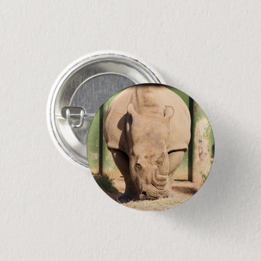 Weißer Nashorn Button (Vorne & Hinten)