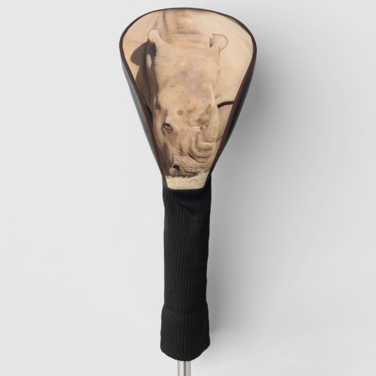 Weißer Nashorn Golf Headcover (Vorderseite)