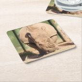 Weißer Nashorn Rechteckiger Pappuntersetzer (angewinkelt)