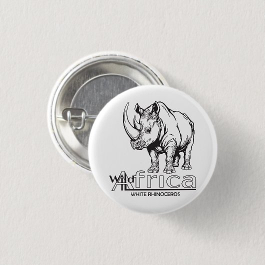Weißer Nashörner oder Nashörner. Wild Afrika Button (Vorne & Hinten)