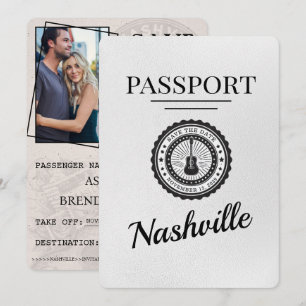 Weißer Nashville-Reisepass Save The Date