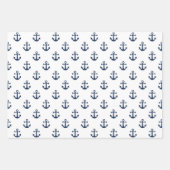 Weißer Nautikanker auf marineblarem Hintergrund Geschenkpapier Set (Vorderseite 2)