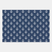Weißer Nautikanker auf marineblarem Hintergrund Geschenkpapier Set (Vorderseite)
