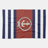 Weißer Nautikanker/Nabelknoten/blau/weiß Streifen Geschirrtuch (Horizontal)