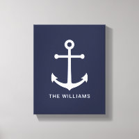 Weißer Nautikanker und Individuelle Name auf Navy 