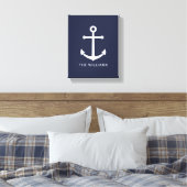 Weißer Nautikanker und Individuelle Name auf Navy Leinwanddruck (Insitu (Schlafzimmer))