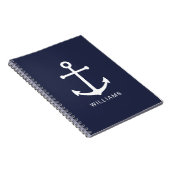 Weißer Nautikanker und Individuelle Name auf Navy  Notizblock (Rechte Seite)