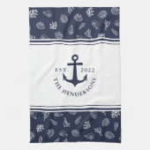 Weißer Navy-Anker Geschirrtuch (Vertikal)