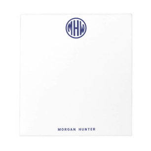 Weißer Navy-Kreis-Monogramm-Schriftzug DIY-Hinterg Notizblock
