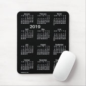 Weißer Neonkalender des Großdruck-2019 durch Janz Mousepad (Mit Mouse)
