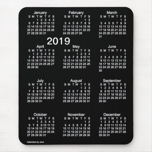 Weißer Neonkalender des Großdruck-2019 durch Janz Mousepad (Vorne)