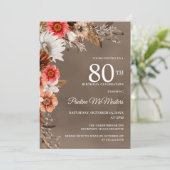 Weißer, neutraler Fall der Flora Blume 80. Geburts Einladung (Stehend Vorderseite)