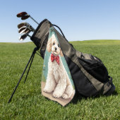 Weißer niedlicher Pudel mit Fliege Golfhandtuch (Gras)