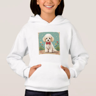 Weißer niedlicher Pudel mit Fliege Hoodie