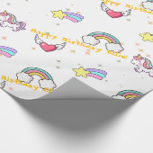 Weißer Niedlicher Regenbogen Einhorn Star Magical Geschenkpapier (Ecke)