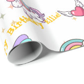 Weißer Niedlicher Regenbogen Einhorn Star Magical Geschenkpapier (Rolleneckpunkt)