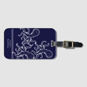 Weißer Octopus Seefahrt Blaue Seeküste Gepäckanhänger