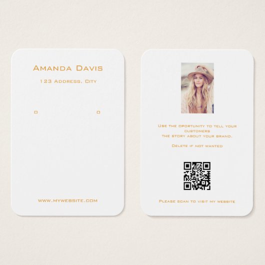 Weißer Ohrring-Schmuck Foto QR-Grafikkarte (Vorne & Hinten)