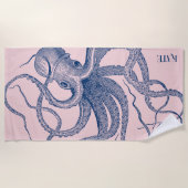 Weißer Oktopus auf blauem Hintergrund Strandtuch (Vorderseite)