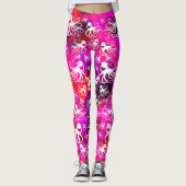 Weißer Oktopus auf Hot Pink und Lila - Leggings (Vorderseite)