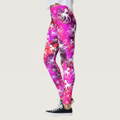Weißer Oktopus auf Hot Pink und Lila - Leggings (Links)
