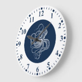 Weißer Oktopus in dunkelblau Große Wanduhr (Winkel)