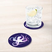 Weißer Oktopus Runder Pappuntersetzer (Vor Ort)