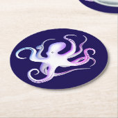 Weißer Oktopus Runder Pappuntersetzer (Angewinkelt)