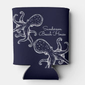 Weißer Oktopus Seefahrt Dosenkühler (Rückseite)