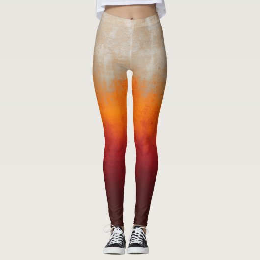Weißer Orange Roter rustikaler Ober Leggings (Vorderseite)