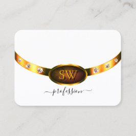 Weißer orangefarbener Marmor und Monogramm Visitenkarte