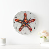 Weißer Orangen Rosenstein Große Wanduhr (Zuhause)