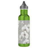 Weißer Orchid auf Grau | Edelstahlflasche (Rechts)