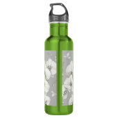 Weißer Orchid auf Grau | Edelstahlflasche (Rückseite)