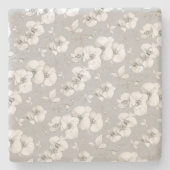 Weißer Orchid auf Grau | Steinuntersetzer (Vorderseite)