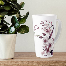 Weißer Orchid Blume Monogramm Milchtasse