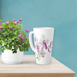 Weißer Orchid Blume Monogramm Milchtasse