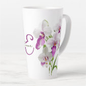 Weißer Orchid Blume Monogramm Milchtasse (Rechte Ecke)