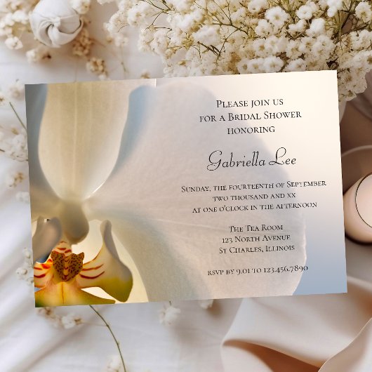 Weißer Orchid Elegante Brautparty Einladung