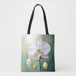Weißer Orchid mit zarten Petalen Tasche