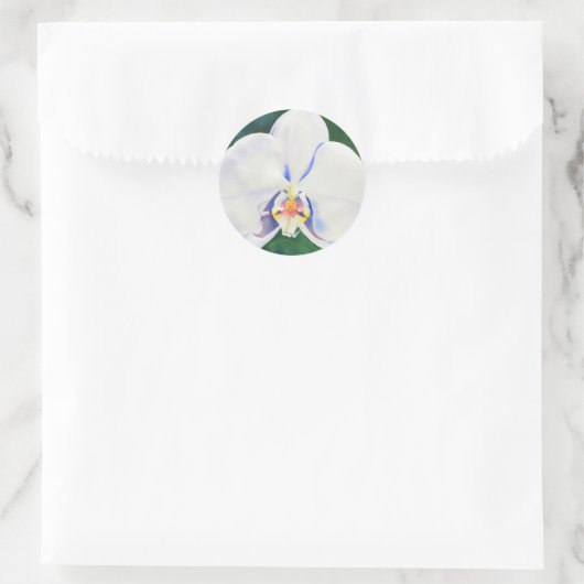 Weißer Orchid Runder Aufkleber (Tasche)