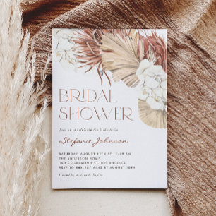 Weißer Orchid und getrocknetes Palm-Boho-Brautpart Einladung