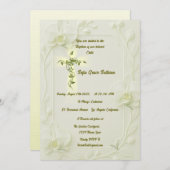 Weißer Orchid & Vine Taufen Einladung (Vorne/Hinten)