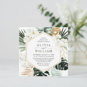 Weißer Orchideen Bohemische PROBE Diner Einladung (Stehend Vorderseite)