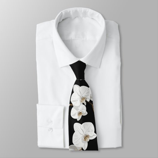 Weißer Orchideen Krawatte (Gebunden)