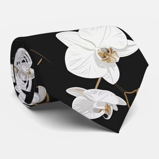 Weißer Orchideen Krawatte (Gerollt)