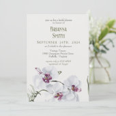 Weißer Orchideen Malerei Brautparty Einladung (Stehend Vorderseite)