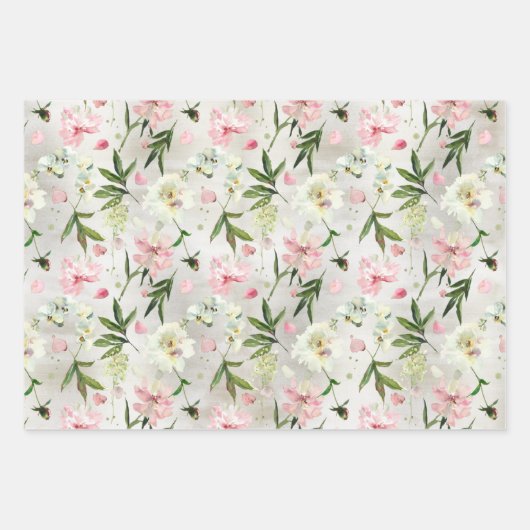 Weißer Orchideen Pink Peonies & Blume Petals Garde Geschenkpapier Set (Vorderseite 2)